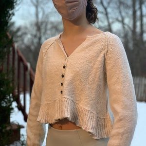 Free People cropped white sweater